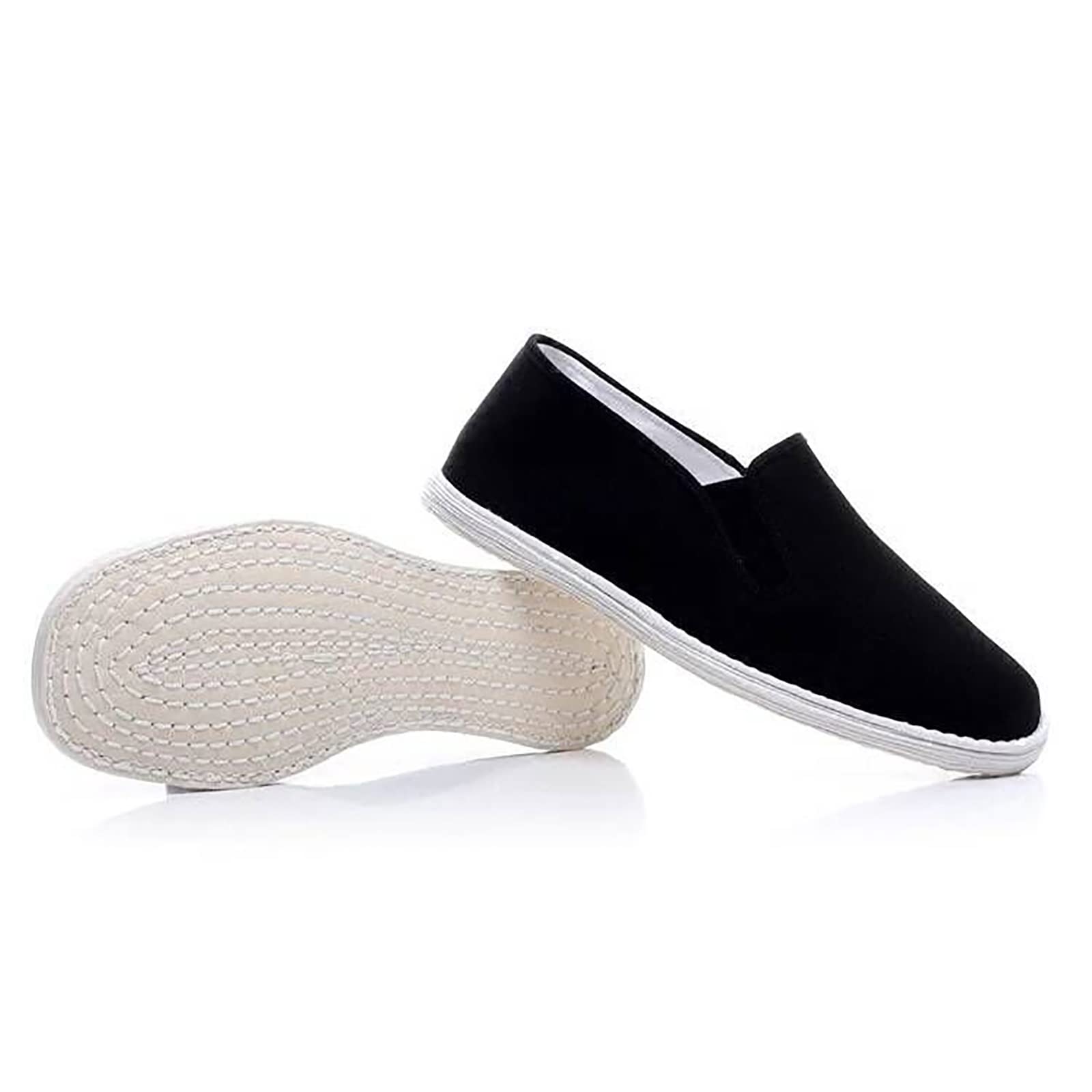 Scarpe di Stoffa Unisex Old Beijing, Scarpe Fatte a Mano in Tela Nera con Suola in Cotone Traspirante Stile Cinese Tradizionale, per Uomo/Donna Arti Marziali Kung Fu Tai Chi Scarpe
