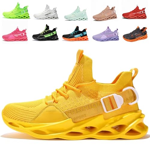 【Antiscivolo e antiurto】: queste scarpe da corsa da uomo donna sono realizzate in EVA e gomma resistente. L'EVA fornisce un efficace assorbimento degli urti, ammortizzazione e supporto. La suola in gomma è antiscivolo e resistente all'usura.