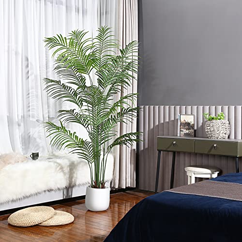 Mosade Artificial Areca Palm Tree 6Feet Fake Tropical Palm Plant And Handmade Seagrass Basket, Perfect Tall Faux Dypsis Lutescens Plants For Entryway Modern Decor Home Office Porch Balcony Gift，2Pack #TOP3