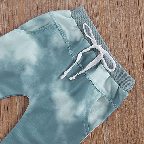 Muasaaluxi Newborn Baby Boys Outfits Long Sleeve Top Pullover Sweatshirt Long Pants Pajamas 2Pcs Tie Dye Clothes Set (Blue Gray, 6-12M) #TOP3