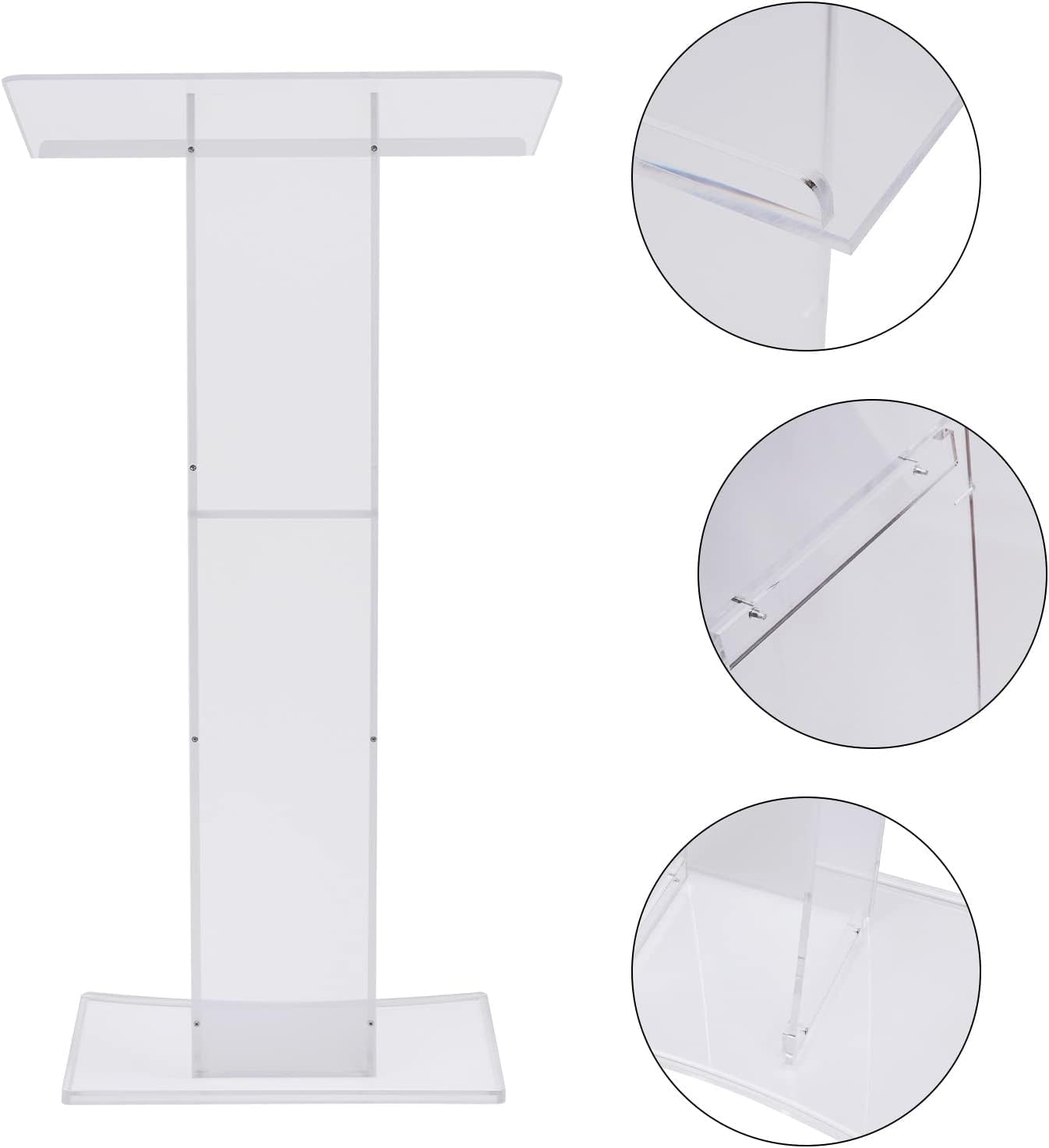 Transparentes Acryl-Rednerpult (60 cm) – Kirchenrednerpult mit Bodenständer und Bogenstütze für Konferenzen, Vorträge und kirchliche Veranstaltungen