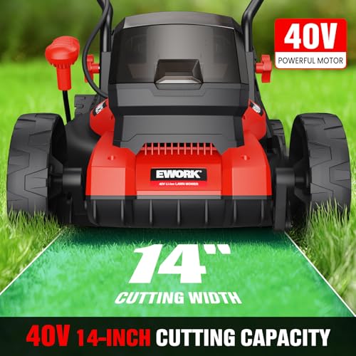 EWORK 40V Electric Lawn Mower Cordless, 14