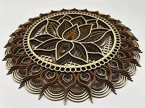 Mandala Wall Art, Mandala Wood Wall Art Decor, Lotus Flower Wall Decoration, Layered Mandala (X-Large)