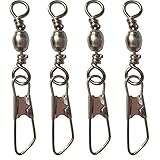 Luengo 20pcs/Bag Barrel Bearing Rolling Swivel with Safty Snap Fishing Swivel Connector (2#)