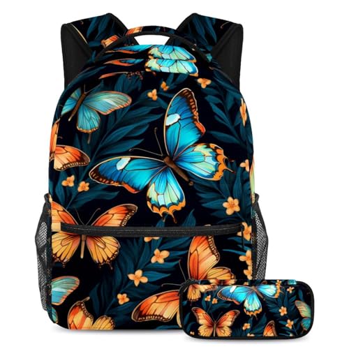 Cartable Papillon d'art avec trousse assortie style artistique unique