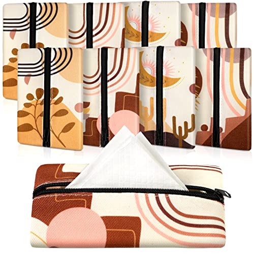 Image of 8 Pieces Purse Tissue Holder Reusable Travel Tissue Pouch Fabric Zipper Purse for Bag Car Office Home(Boho)