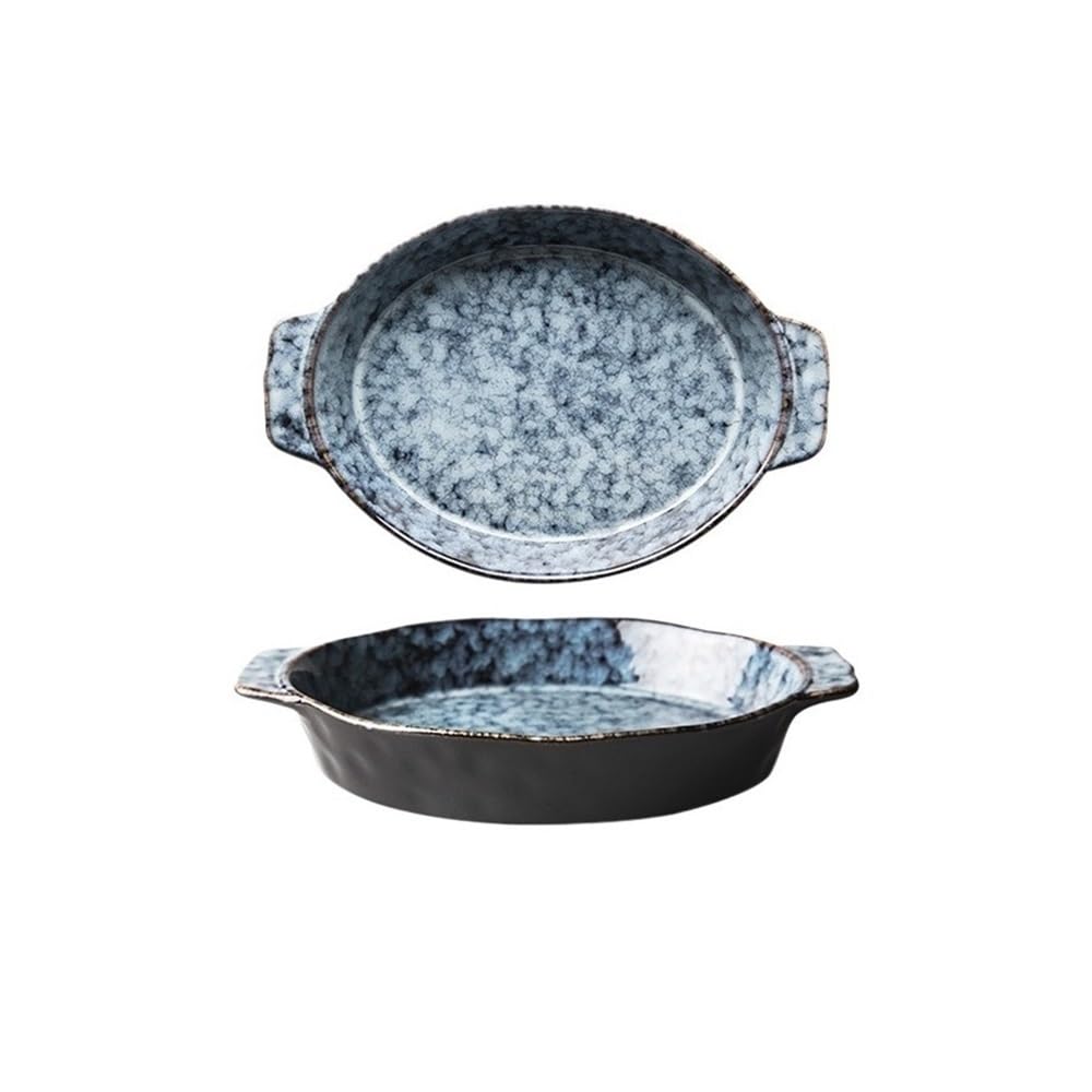 Plats à lasagnes ronds céramique plat four profond 1000ml porcelaine 29cm avec poignées cocotte
