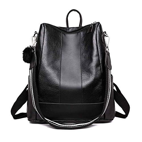 Qwhome Señoras De La Manera Suave De Cuero De La PU Mochila De Las Mujeres Mochila Bolsa De Viaje,Black