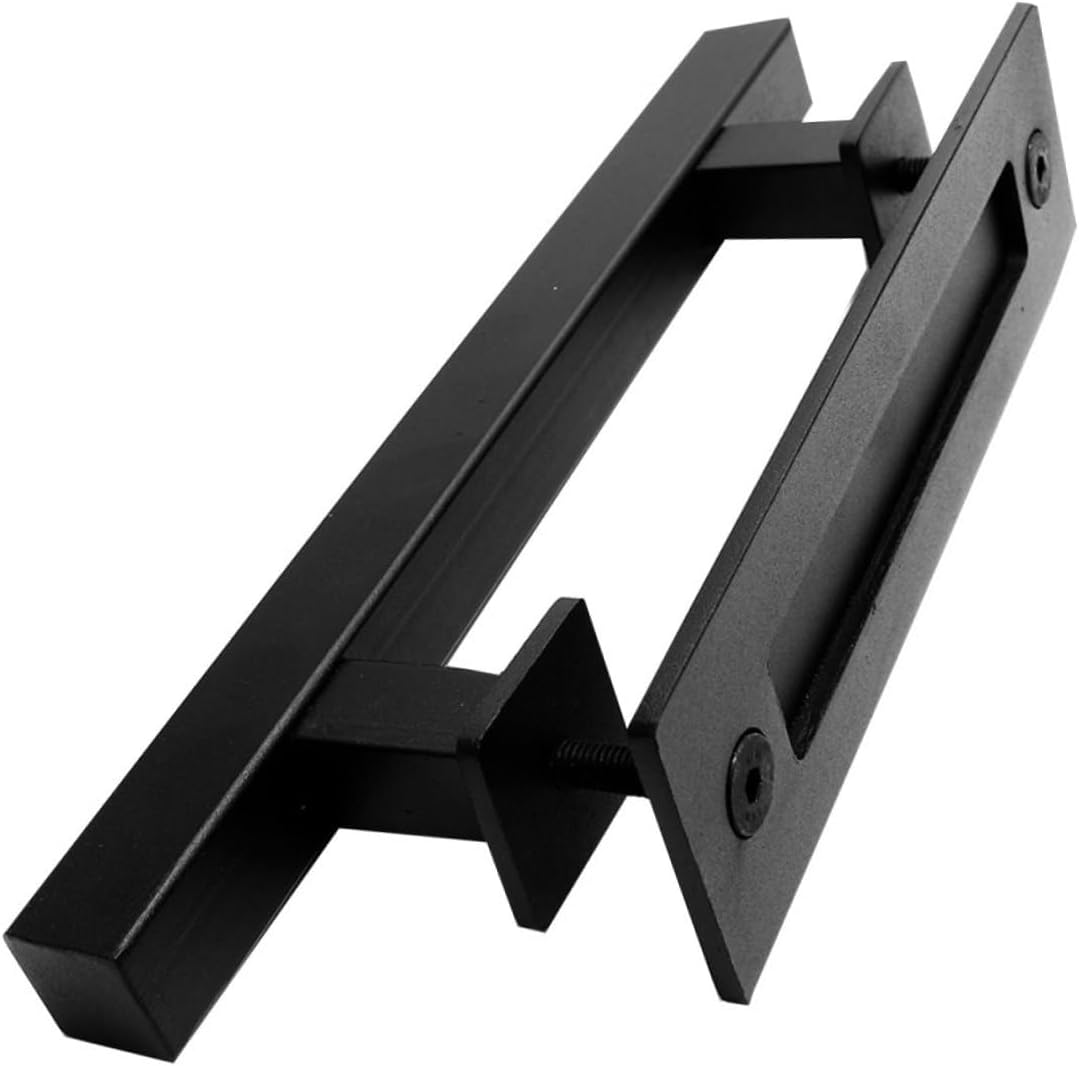 Heavy-Duty Carbon Steel Barn Door Handle Black Security Door Grip for Granaries Gates Durable Reliable Easy to Install Hardware