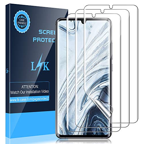 LK [3 Pezzi] Pellicola Protettiva per Xiaomi Mi Note 10 / Note 10 PRO/Note 10 Lite, [Copertura Massima] [Compatibile con la Custodia] [Senza Bolle] HD Trasparente Morbido TPU Pellicola