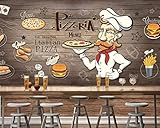 KOMNNI Custom 3D Burger Shop Peel and Stick Wallpaper, Pizza Burger French Fries Fast Food Restaurant 3D Self Adhesive Mural, Cafe Restaurant Burger Shop Backdrop Removable Wallpaper Wall Decor