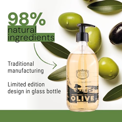 Image of Panier des Sens Olive Oil Liquid Hand Soap, 16.9 fl oz | Premium French Liquid Hand Soap | Savon de Marseille Soap | 97% Natural Ingredients | Gentle Daily Cleansing
