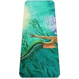 Tapis de yoga Tapis d'exercice avec imprimés amusants pour Pilates Fitness et exercices au sol,sirène dessin animé mer créature conte de fées