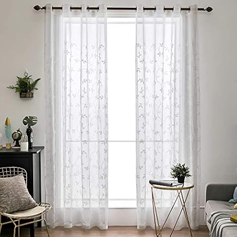 MIULEE Cortinas Bordadas de Flores de Salon Visillo Translucido Cover