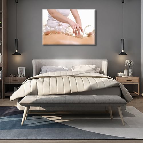 Image of Cupping Massage Wall Art Traditional Chinese Cupping Therapy Posters Wall Art for Living Nosocomium 1 Panels Art Prints Giclee Wooden Framed Gallery-Wrapped Ready to Hang (24 inch Wx36 H)