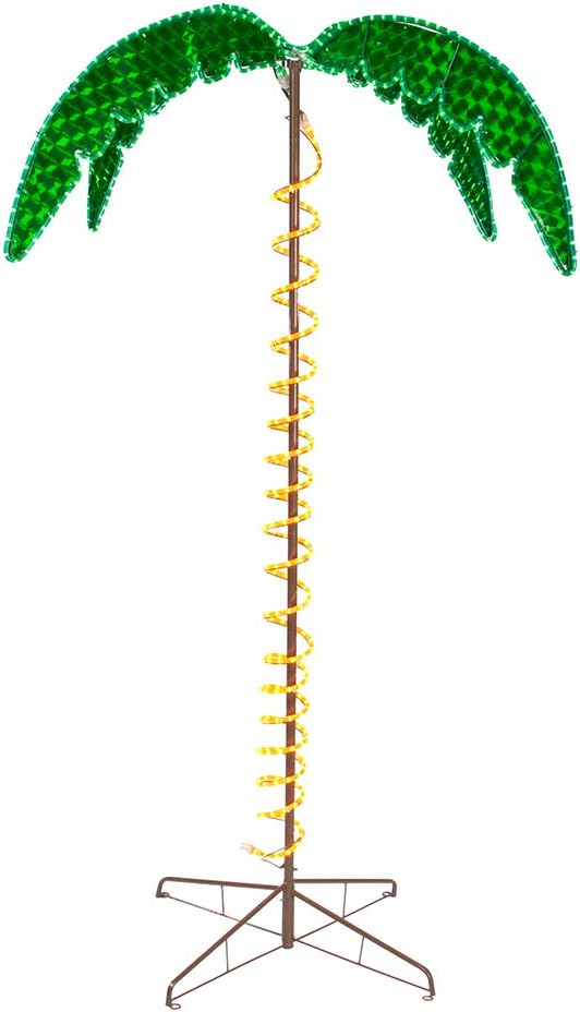 Lights 169481 7-Feet Tall Holographic Ropelight Palm Tree-Plugs In Statue