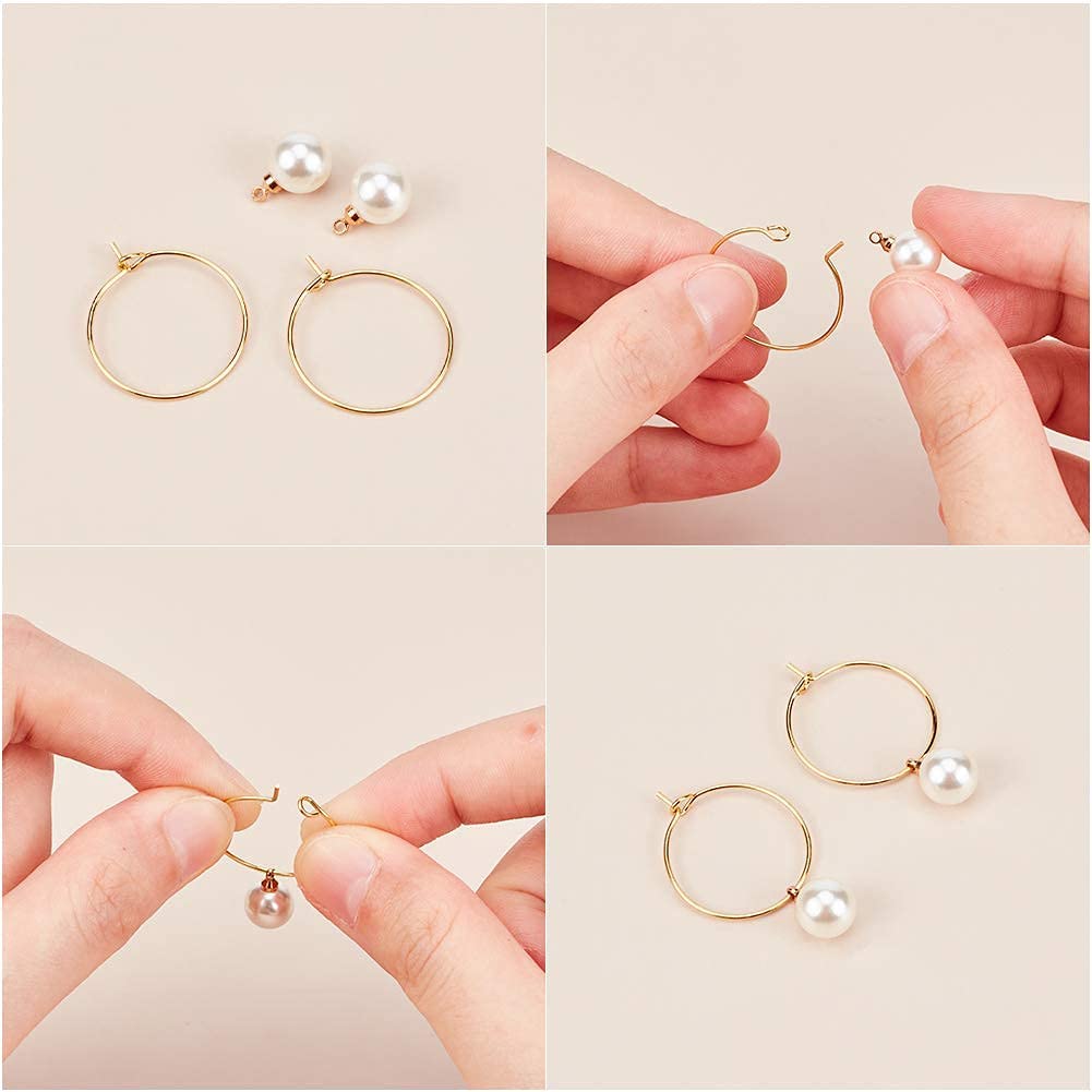 UNICRAFTALE 100pcs 20mm Golden 304 Stainless Steel Hoop Earring Findings Wine Glass Charms Rings 0.7mm Pin DIY Earring Accessories for Wedding Party Wine Glass Marker Making