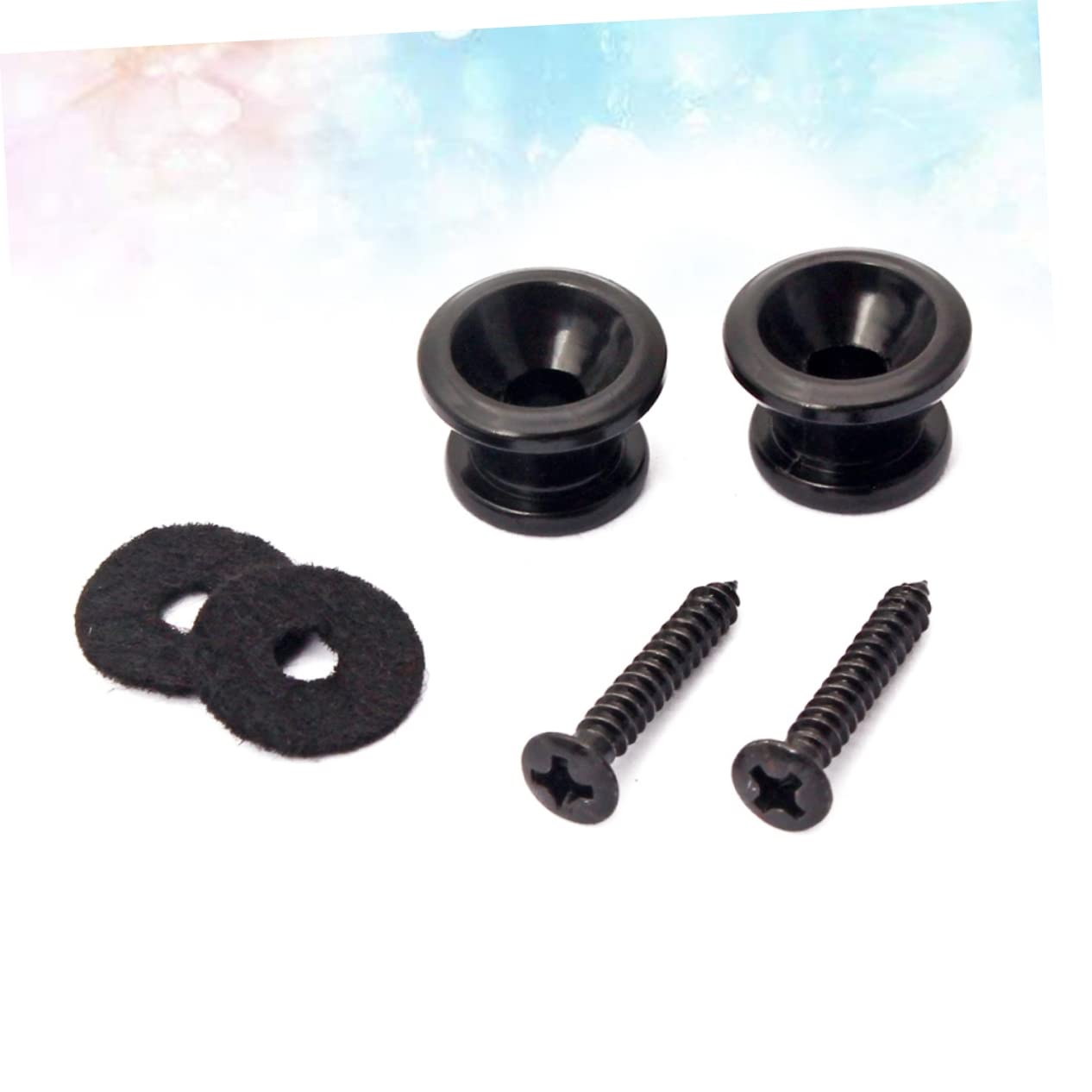 JOINPAYA Folk Guitar Safety Strap Locks Metal Guitar Strap Locks Large Buttons Black 2 Pairs for Electric Acoustic Guitars