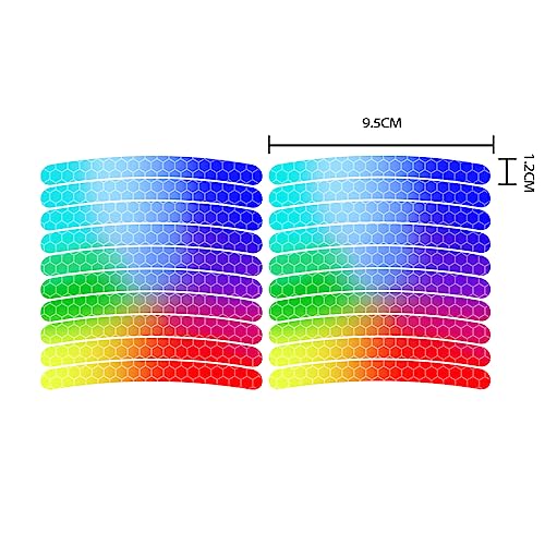 Image of 20PCS Car Wheel Hub Color Strong Reflective Stickers for Cars Night Safety Warning Reflective Stripe Decal Auto Motorcycle Wheels Rim Cycling Bicycle Truck Car Stickers (Colour)