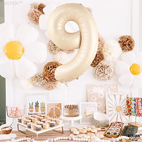 Image of KatchOn Giant Caramel Number 9 Balloon - 40 Inch | 1 Count | Caramel 9 Balloon | 9 Birthday Balloon Decorations