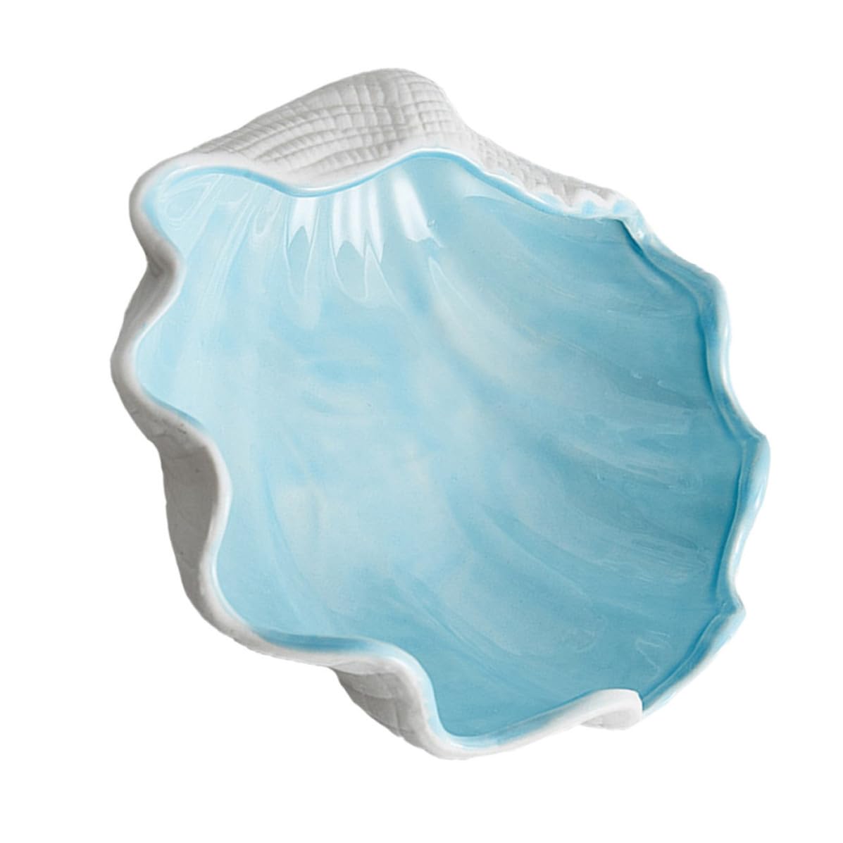 SHINEOFI Bandeja de Cerámica Azul Diseño de Concha para Joyas, Multiusos y Decoración Moderna Hogar y Regalos de Inauguración