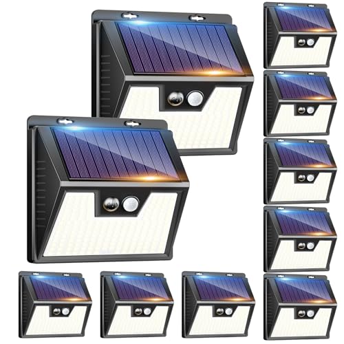 Peasur Solar Lights Outdoor [10 Pack], Solar Motion Sensor Outdoor Lights, Security Light 3 Working...
