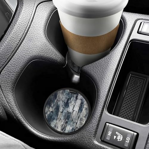 Portavasos para carro, madera, 2.6 pulg, blanco gris estilo, pack 2 miniatura 6