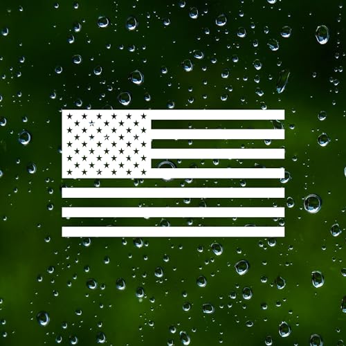 Image of American USA Flag Subdued Vinyl Sticker Decal Die Cut (Pair of 2) Tactical Military Flags Great for Car Truck Window Bumper Laptop Hard Hat Tumblers Helmet (5in x 3in, White)