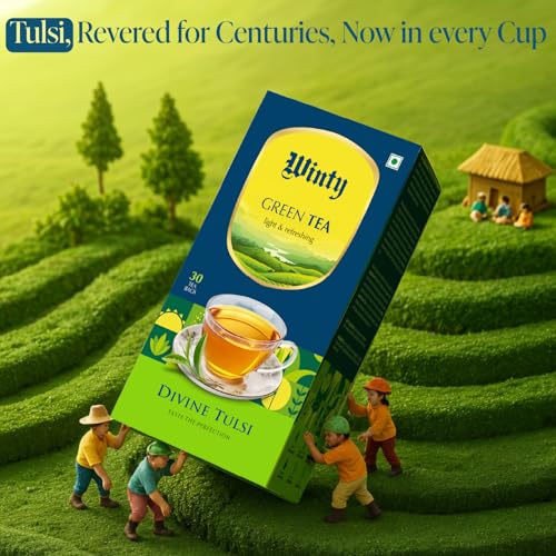 Image of Winty Divine Tulsi Green Tea- Pack of 2 (30 packs each) | With Rama, Krishna & Vana Tulsi | Natural & Pure Wellness Brew | For Weight Management and Detox | Herbal Tea Bags