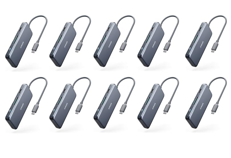 Image of Anker USB C Hub 7-in-1 (10 Pack), with 4K HDMI, 85W Power Delivery, USB-C and 2 USB-A 5Gbps Data Ports, microSD and SD Card Reader, for MacBook Air, MacBook Pro, XPS, and More