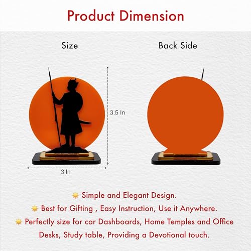 Image of Maharana Pratap Singh Acrylic Showpiece | Rajput Warrior Silhouette with Saffron Sun Background | Car, Home, Office & Gift Decoration, 4 Inch