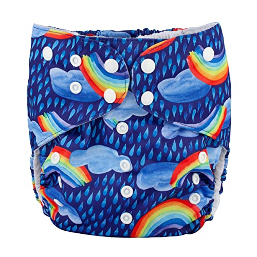 2 to 7 Years Old Cloth Diaper Nappy Pocket Reusable Washable Junior Big Baby Kids Toddler (Rainbow Rain)