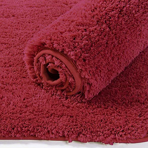 Image of Flooring India Co Newman Bath Mat 2500 GSM Super Soft Microfiber Anti Skid Slip Water Absorbent Bathroom Mats for Bedroom, Home, Door (60x90 cm, Maroon)