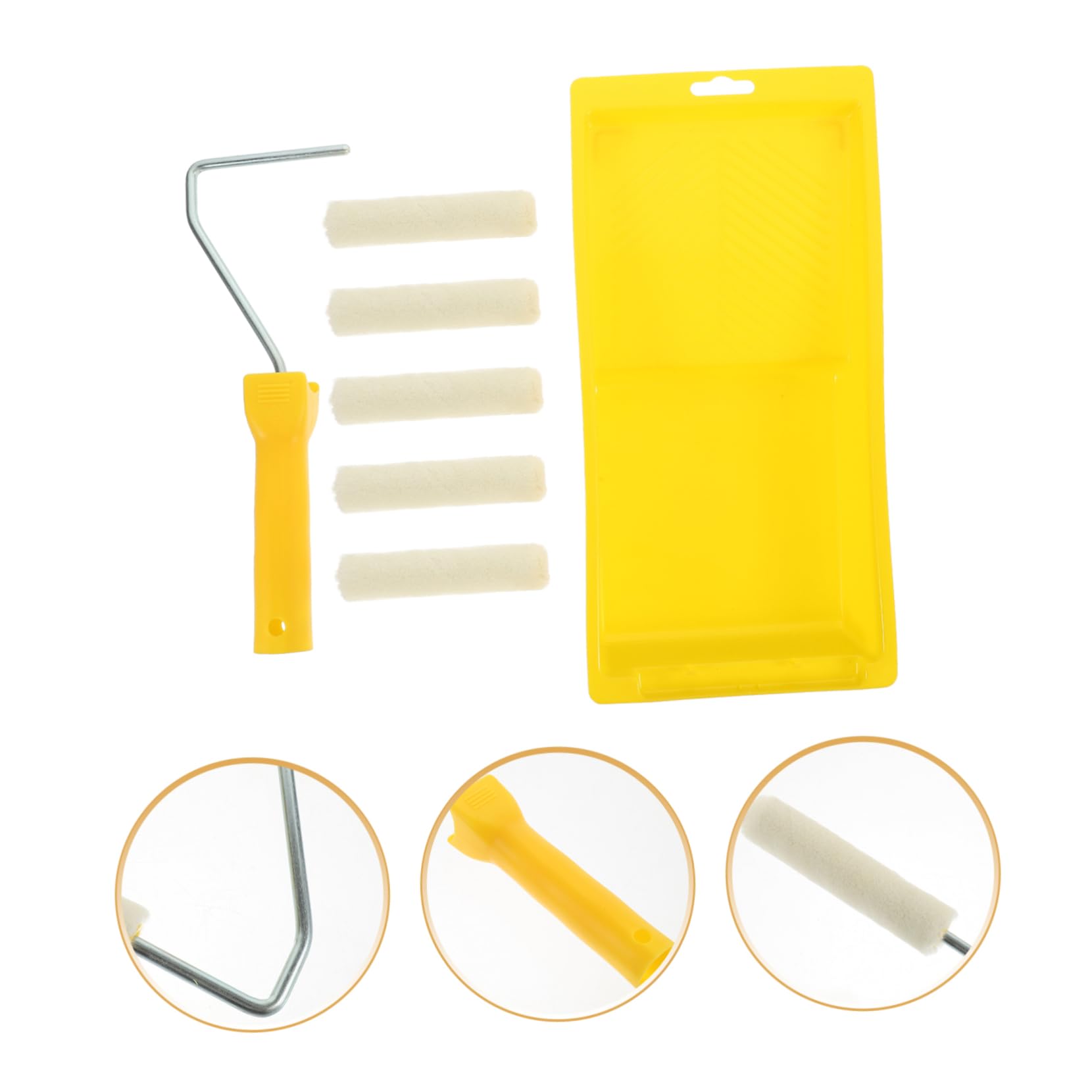 SHINEOFI 5 Sätze Malwerkzeugset Abdeckungen für Farbroller Trockenbauwalze Lackwalzen malen Farbroller aus Schaumstoff Farbroller-Kit Rollenhalter kleiner Farbroller und Tablett Plastik