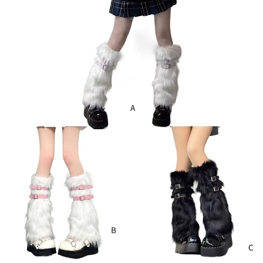 Women Furs Leg Warmer Winter Furry Long Boot Cuffs Fuzzy Party Costume for Holiday Festival Performances Play