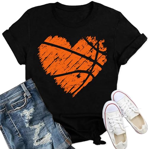 T-shirt de basket-ball mignon au style netball heart tee tops pour le quotidien