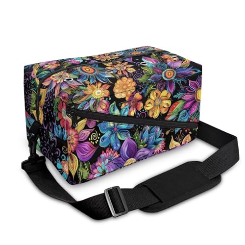 Image of Drnuikhe Hibiscus Flower Crochet Bag Knitting Bag for Yarn Storage Portable Yarn Storage Bag for Beginners Crochet Lovers, Traveling Crochet Yarn Bag for Carrying All Knitting & Crochet Supplies