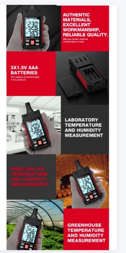 HT607 Digital TempHumidity Meter Thermo-Hygrometer FarmPlastic Shed MoistureMeter