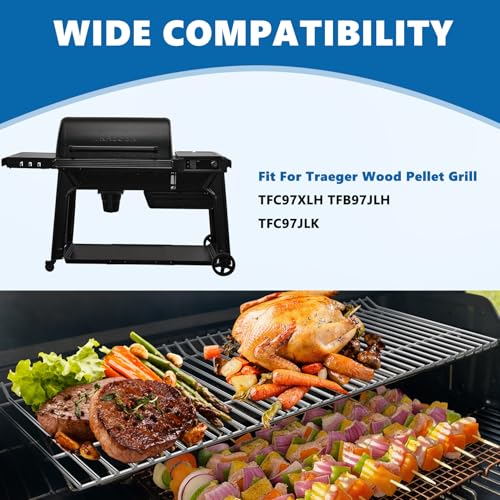 Image of SafBbcue Grill Warming Rack for Traeger Woodridge TFC97XLH TFB97JLH TFC97JLK, Stainless Steel Grill Upper Rack Replacement Parts for Traeger Wood Pellet Grill