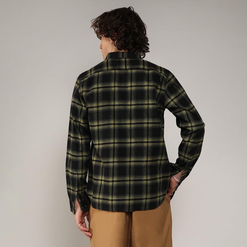 Image of CAHOOT Men's Brushed Buffalo Check Shirtfor Casual Wear | Spread Collar | Long Sleeve | Button Closure | Shirt Crafted with Comfort Fit for Everyday Wear