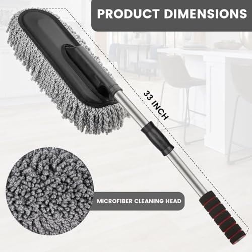 Image of JEBISON Microfiber Car Duster Exterior Duster for Car Cleaning with Extendable Handle, Super Soft Microfiber Duster Scratch Free Cleaning Car Duster,Multiple Use Home and Car Dust Cleaner (Pack of 1)