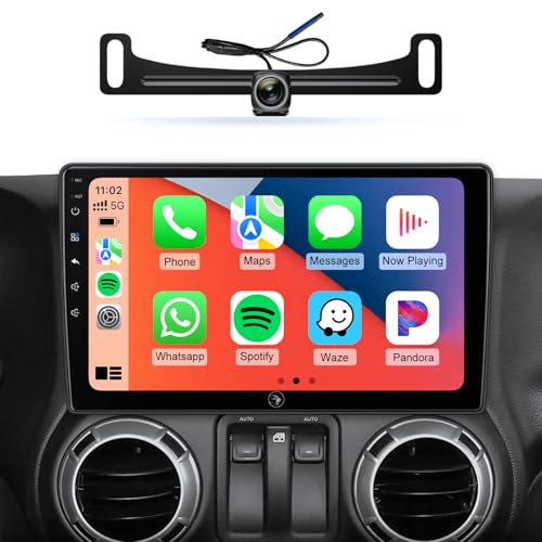 Car Radio Stereo Upgrade for Jeep Wrangler JK Compass Grand Cherokee Dodge Ram with Wireless CarPlay/Android Auto/10.2'' TouchScreen/Android13/GPS Navigation/Backup Camera (New-HC-Jeep 2+32G)