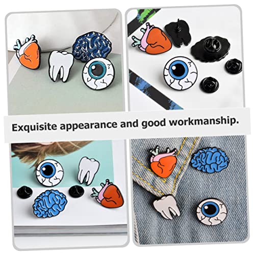 GALPADA 4 Pçs Broche De Órgão Humano Esmalte Dentes Clipe De Broche De Globo Ocular Bolsa Traseira P