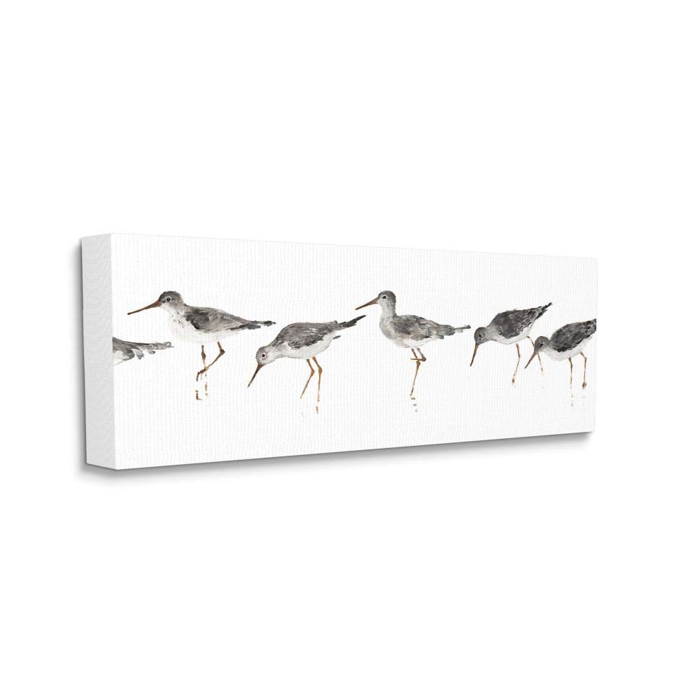 Stupell Industries Beach Bird Sandpipers Minimal Grey White Painting, Designed by Avery Tillmon Wall Art, 10 x 24, Canvas
