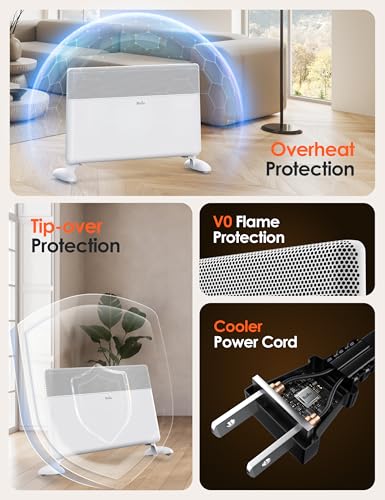 Ballu NCA1-4.3 Convection Panel Space Heater,1500W Whole Room Heater For Indoor Use Large Room With Program Thermostat,Wifi App,Remote,Portable Standing Wall Mount Electric Space Heater Indoor,Work thumb #6