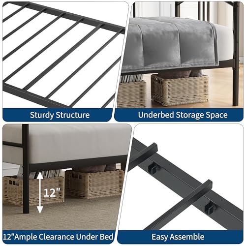 Image of Garvee Twin Daybed, Sturdy Metal Daybed with Arched Headboard and Steel Slat Support, Sofa Bed for Living Room Bedroom and Guest Room, Black
