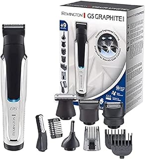 Remington trymer do brody i ciała, multigroomer, wielofunkcyjny 9w1, regulowany grzebień 2-20mm, grzebień 1.5mm i 3mm, trymer do nosa i uszu, golarki do ciała, nakładka foliowa, Graphite G5 PG5000