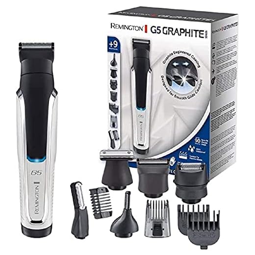 Remington G5 Graphite Series PG5000 - Set Recortador de Barba y Cortapelos, 9 Accesorios, Inalámbrico, Revestimiento de Grafito, para Vello Facial, Corporal y de Nariz, Blanco y Negro