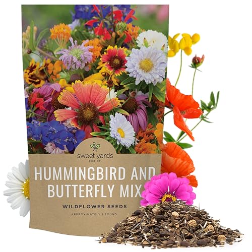 Bulk Wildflower Seeds Butterfly and Hummingbird Mix - 1 Pound Bag - Over 120,000 Open Pollinated Annual and Perennial Seeds