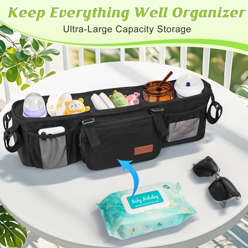 image for Guiseapue Double Stroller Organizer with 2 Insulated Cup Holders: Pare